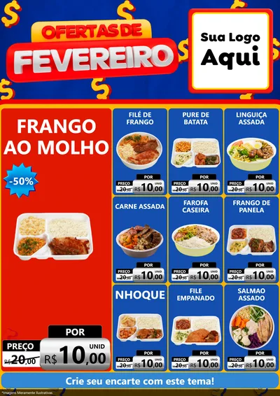 Modelo de Encarte para Encarte A4 Vertical com o tema Ofertas de Fevereiro para Restaurante