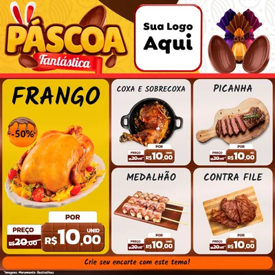 Modelo de Rede Social para Feed Facebook com o tema Páscoa Fantástica para Assados