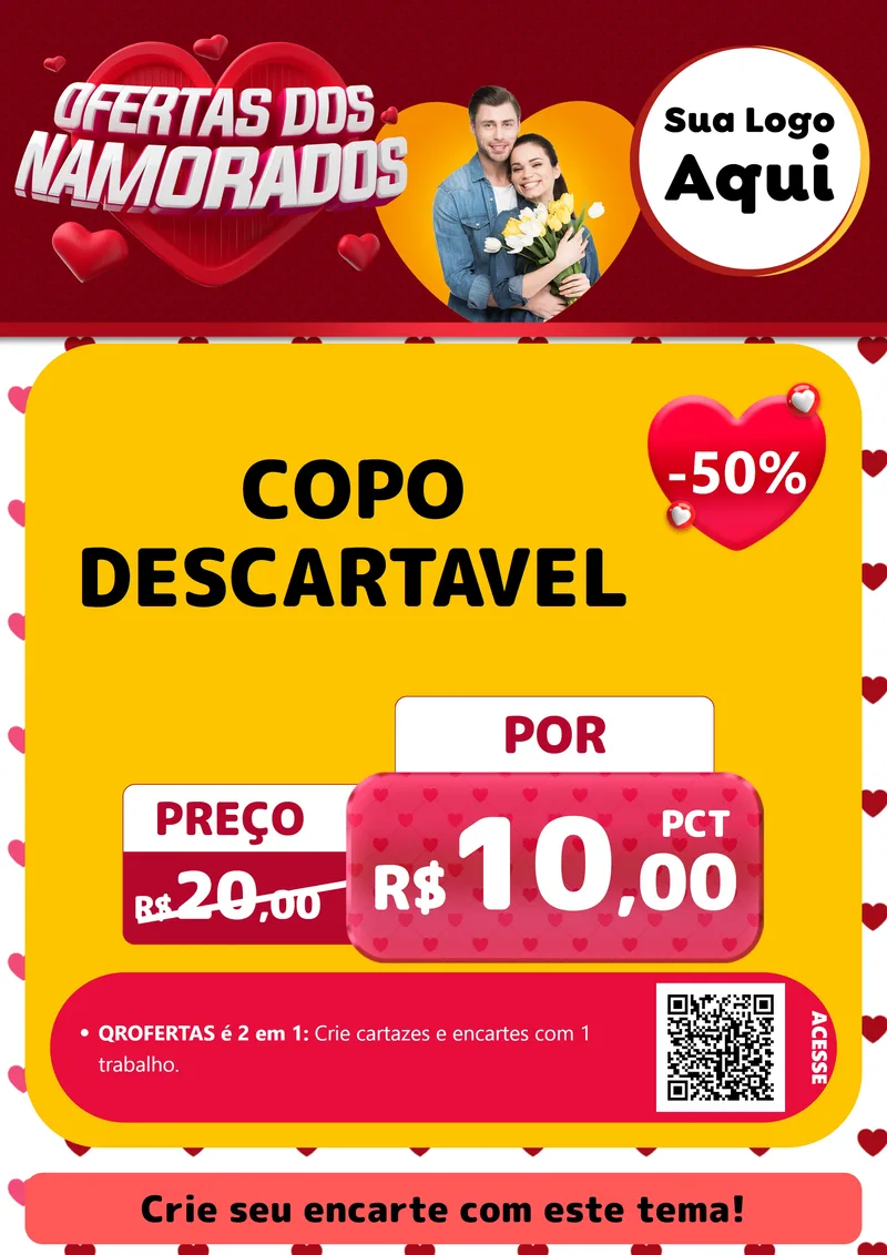 Modelo de Cartaz para Cartaz A4 Vertical com o tema Ofertas Dos Namorados para Embalagens