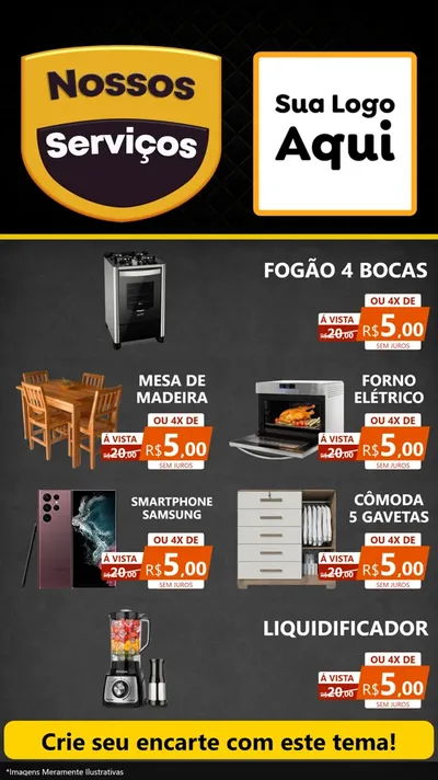 Modelo de TV para TV Vertical com o tema Nossos Serviços para Móveis e Eletro