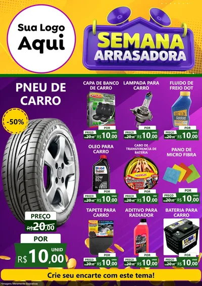 Modelo de Encarte para Encarte A4 Vertical com o tema Semana Arrasadora para Auto peças