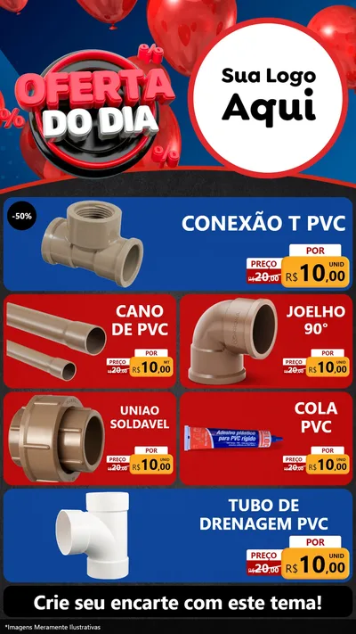 Modelo de TV para TV Vertical com o tema Oferta do Dia para Tubos e conexões
