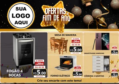 Modelo de Encarte para Encarte A4 Horizontal com o tema Ofertas de Fim de Ano para Móveis e Eletro