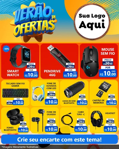 Modelo de Rede Social para Feed Instagram com o tema Verão de Ofertas para Informática