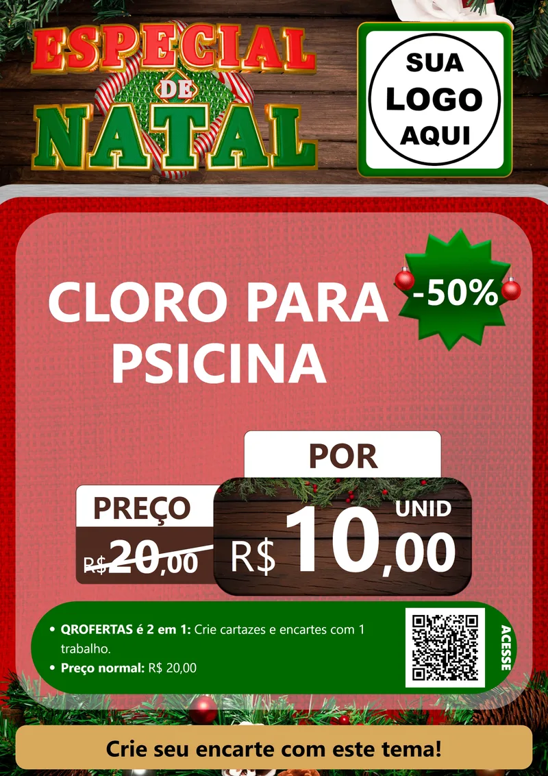 Modelo de Cartaz para Cartaz A4 Vertical com o tema Especial de Natal para Produtos para Piscina