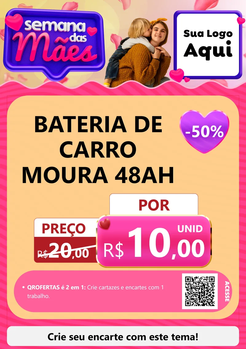 Modelo de Cartaz para Cartaz A4 Vertical com o tema Semana das Mães para Baterias Elétricas