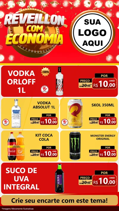 Modelo de TV para TV Vertical com o tema Réveillon com Economia para Distribuidora de bebidas