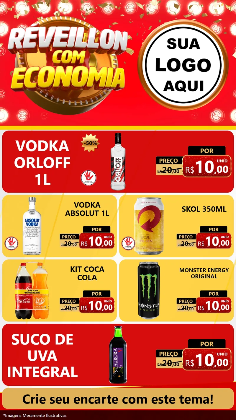 Modelo de TV para TV Vertical com o tema Réveillon com Economia para Distribuidora de bebidas