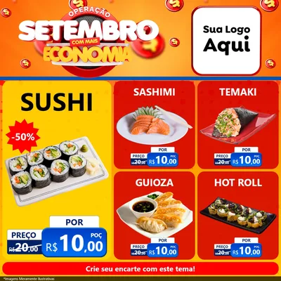 Modelo de Rede Social para Feed Facebook com o tema Operação Setembro Com Muita Economia para Comida japonesa