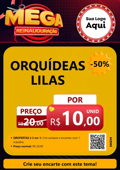 Modelo de Cartaz para Cartaz A4 Vertical com o tema Mega Reinauguração para Floricultura e jardim