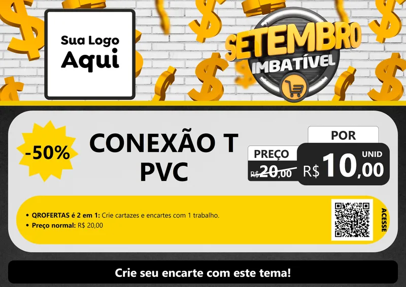 Modelo de Cartaz para Cartaz A4 Horizontal com o tema Setembro Imbatível para Tubos e conexões
