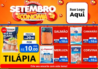 Modelo de Encarte para Encarte A4 Horizontal com o tema Operação Setembro Com Muita Economia para Peixaria