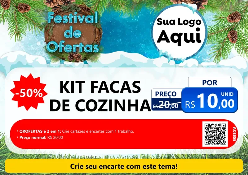 Modelo de Cartaz para Cartaz A4 Horizontal com o tema Festival de Ofertas - Inverno para Utilidades Domésticas
