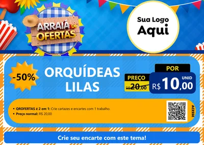 Modelo de Cartaz para Cartaz A4 Horizontal com o tema Arraiá de Ofertas para Floricultura e jardim