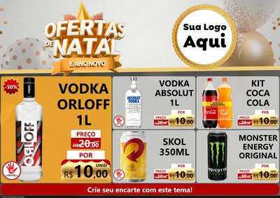 Modelo de Encarte para Encarte A4 Horizontal com o tema Ofertas De Natal E Ano Novo para Distribuidora de bebidas