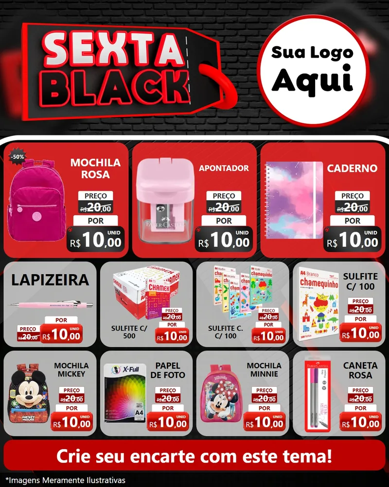Modelo de Rede Social para Feed Instagram com o tema Sexta Black para Papelaria