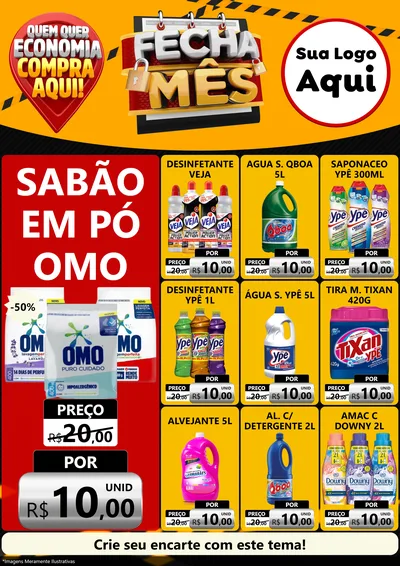 Modelo de Encarte para Encarte A4 Vertical com o tema Fecha Mês para Produtos de Limpeza