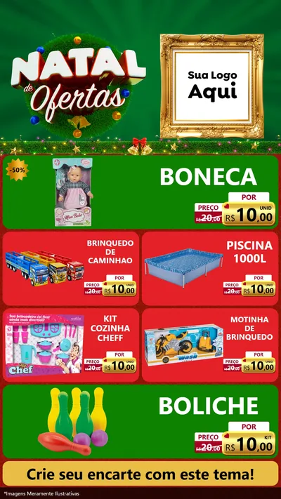 Modelo de TV para TV Vertical com o tema Natal de Ofertas para Brinquedos