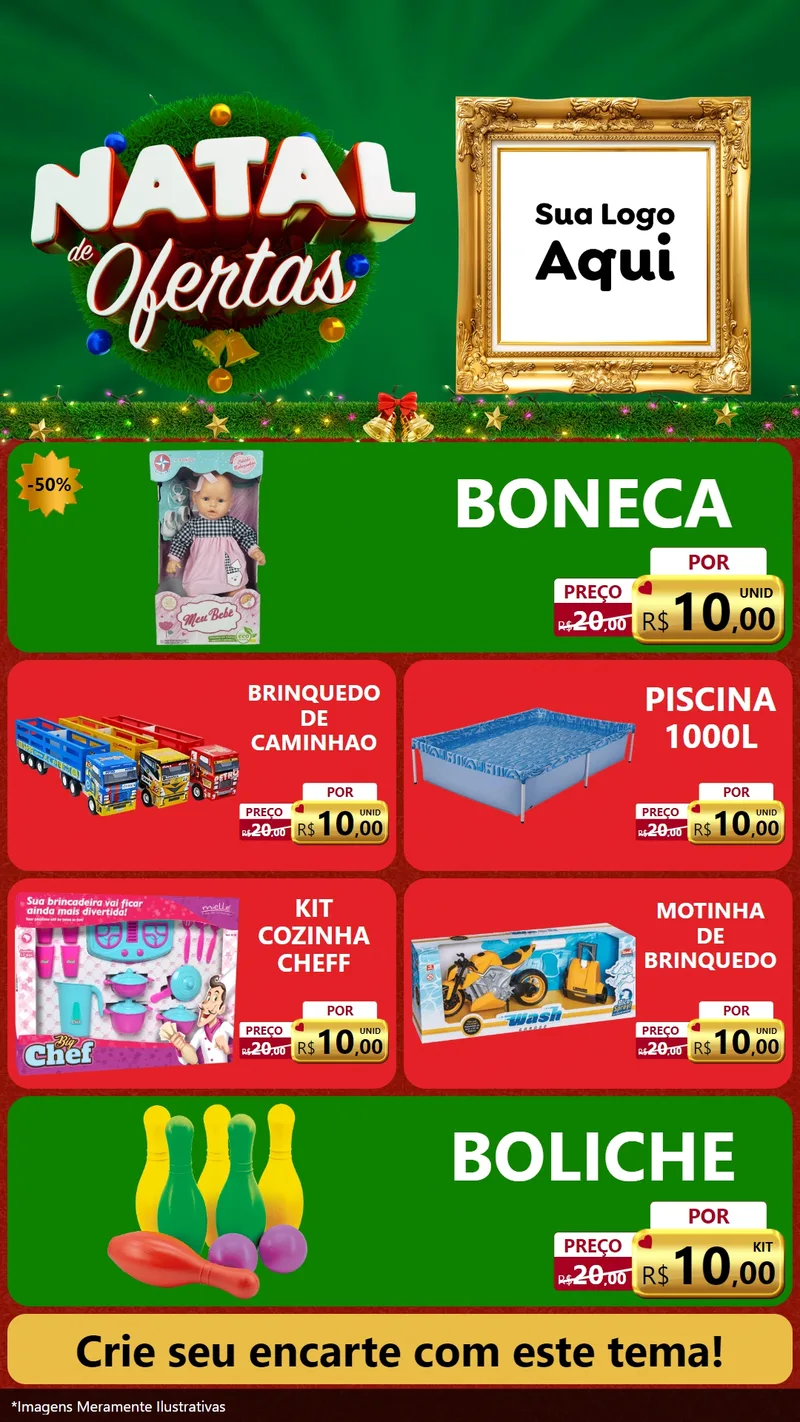 Modelo de TV para TV Vertical com o tema Natal de Ofertas para Brinquedos