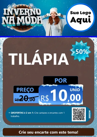 Modelo de Cartaz para Cartaz A4 Vertical com o tema Inverno na Moda para Peixaria