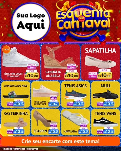 Modelo de Rede Social para Feed Instagram com o tema Esquenta de Carnaval para Calçados