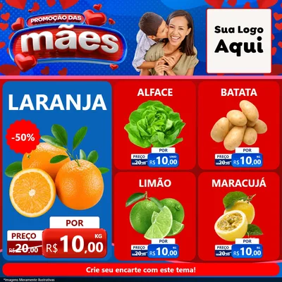 Modelo de Rede Social para Feed Facebook com o tema Promoção das Mães para Hortifrúti
