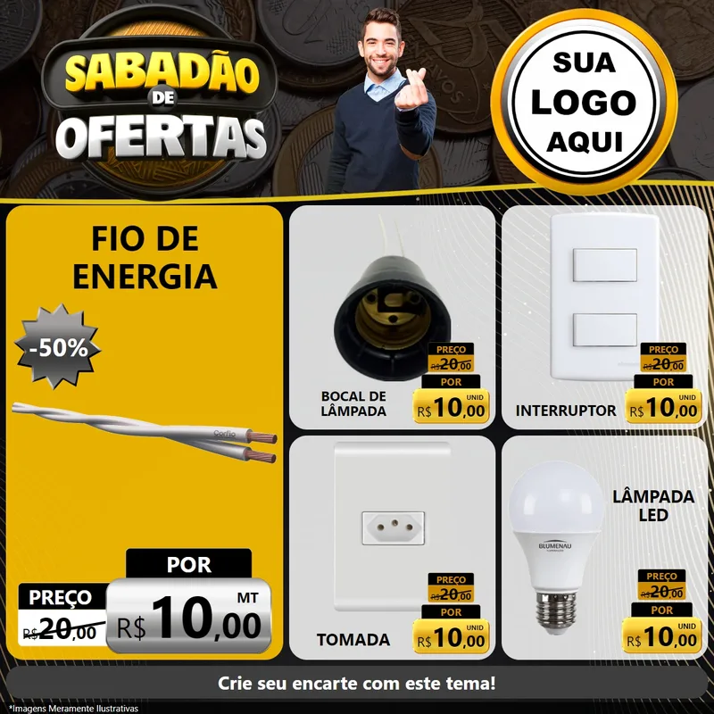 Modelo de Rede Social para Feed Facebook com o tema Sabadão de Ofertas para Materiais Elétricos