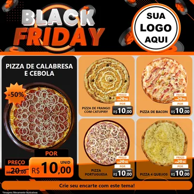 Modelo de Rede Social para Feed Facebook com o tema Black Friday para Pizzaria