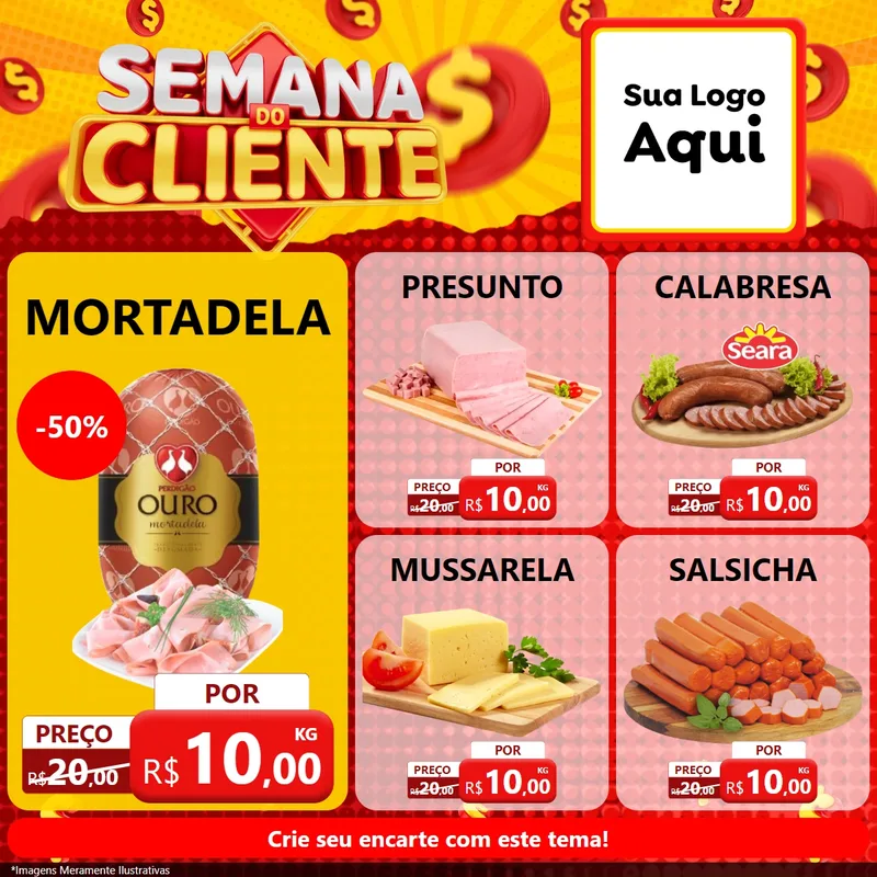 Modelo de Rede Social para Feed Facebook com o tema Semana do Cliente para Frios e Laticínios