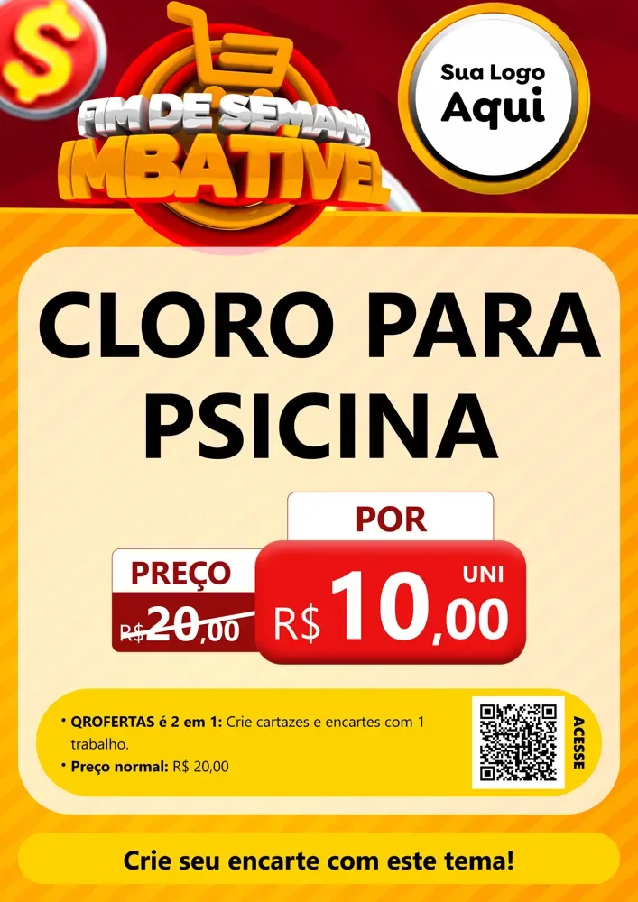 Modelo de Cartaz para Cartaz A4 Vertical com o tema Fim de Semana Imbatível para Produtos para Piscina
