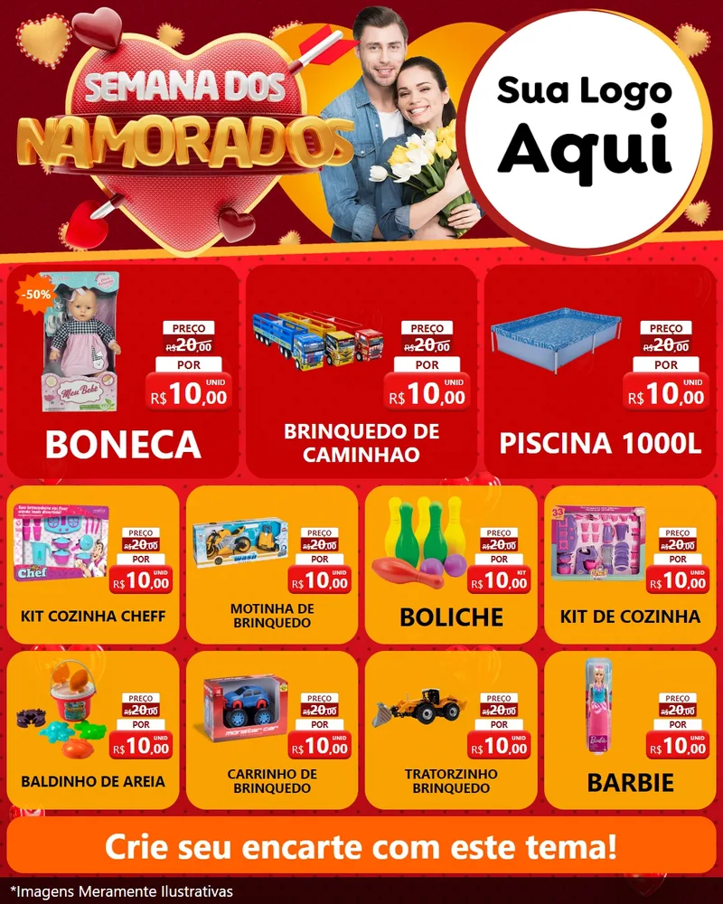Modelo de Rede Social para Feed Instagram com o tema Semana dos Namorados para Brinquedos