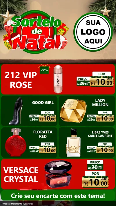 Modelo de TV para TV Vertical com o tema Sorteio de Natal para Perfumes