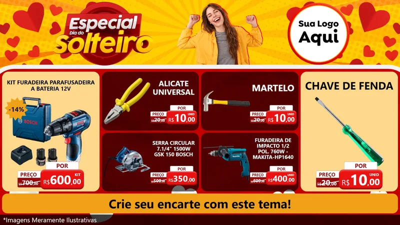 Modelo de TV para TV Horizontal com o tema Especial Dia do Solteiro para Maquinas e Ferramentas
