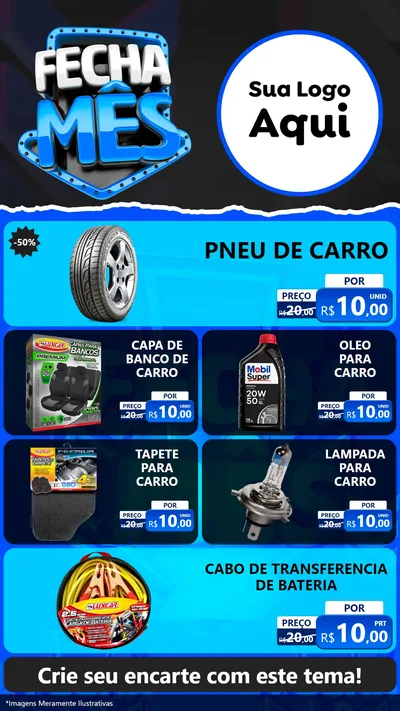 Modelo de TV para TV Vertical com o tema Fecha Mês para Auto peças