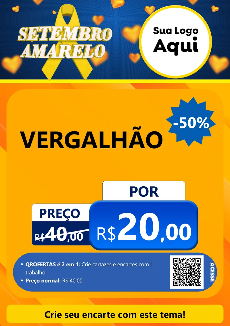 Modelo de Cartaz para Cartaz A4 Vertical com o tema Setembro Amarelo para Ferragens