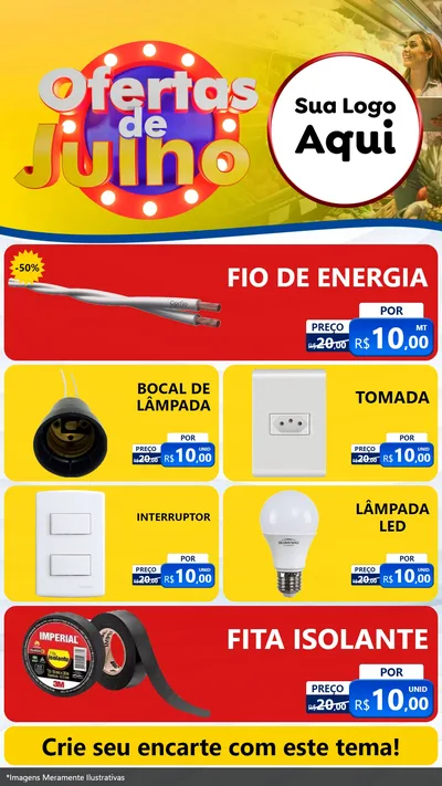 Modelo de TV para TV Vertical com o tema Ofertas de Julho para Materiais Elétricos
