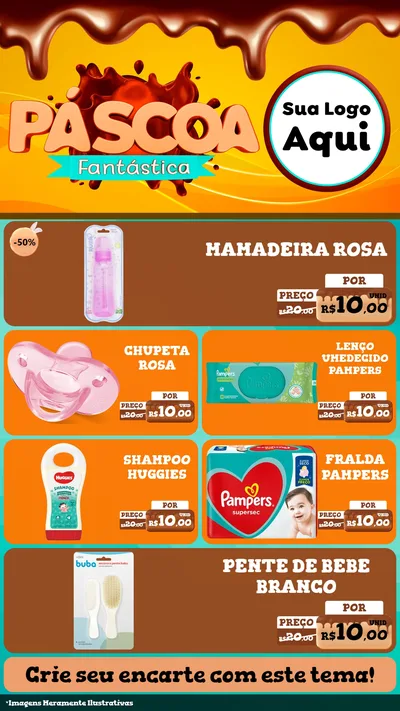Modelo de TV para TV Vertical com o tema Páscoa Fantástica para Bebês