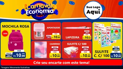 Modelo de TV para TV Horizontal com o tema Carnaval da Economia para Papelaria