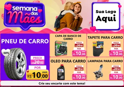 Modelo de Encarte para Encarte A4 Horizontal com o tema Semana das Mães para Auto peças