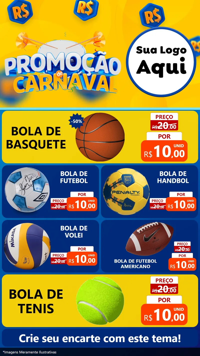 Modelo de TV para TV Vertical com o tema Promoção de Carnaval para Artigos Esportivos