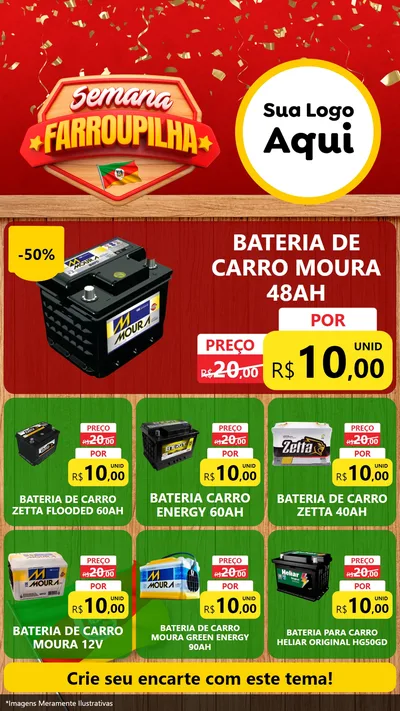 Modelo de Rede Social para Stories com o tema Semana Farroupilha para Baterias Elétricas