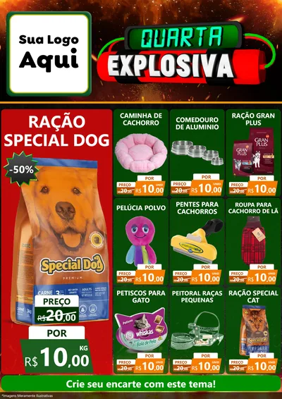 Modelo de Encarte para Encarte A4 Vertical com o tema Quarta Explosiva para Pet Shop