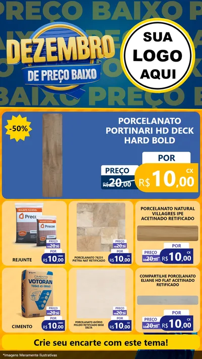 Modelo de Rede Social para Stories com o tema Dezembro de Preço Baixo para Pisos e revestimentos