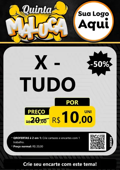 Modelo de Cartaz para Cartaz A4 Vertical com o tema Quinta Maluca para Hamburgueria