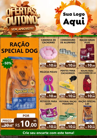 Modelo de Encarte para Encarte A4 Vertical com o tema Ofertas de Outono - Vem, Aproveite! para Pet Shop