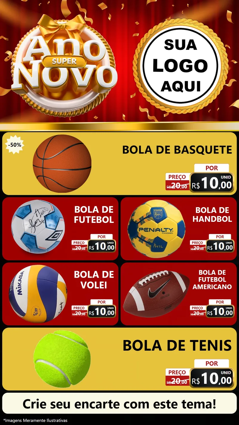 Modelo de TV para TV Vertical com o tema Super Ano Novo para Artigos Esportivos