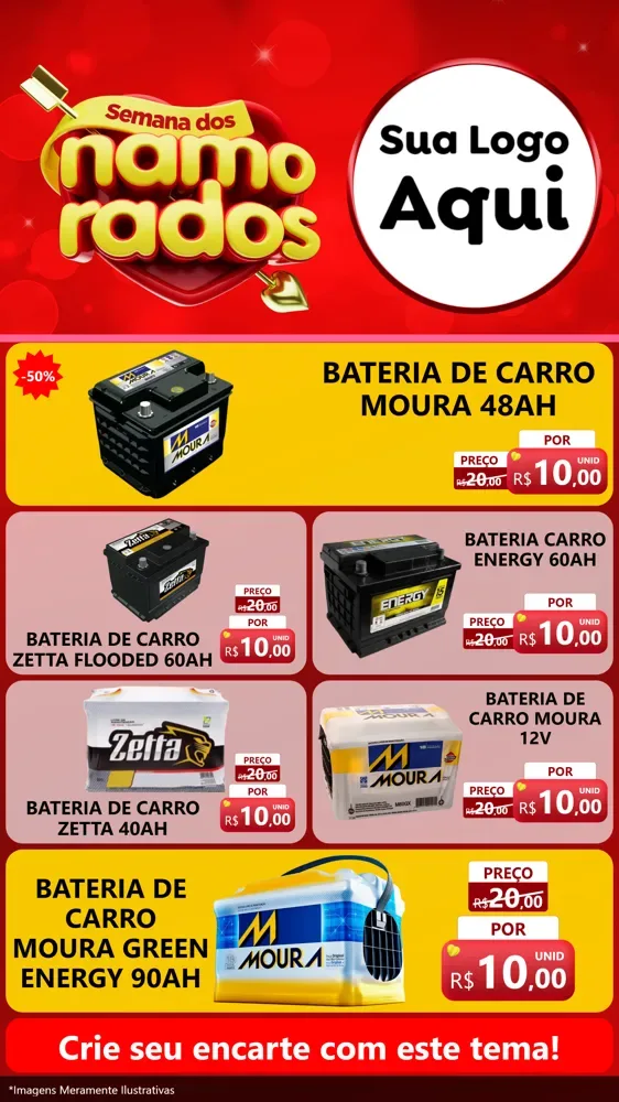 Modelo de TV para TV Vertical com o tema Semana dos namorados para Baterias Elétricas