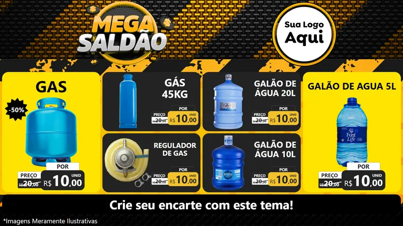 Modelo de TV para TV Horizontal com o tema Mega Saldão para Água e gás