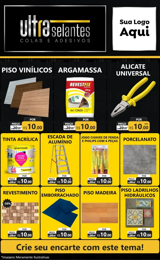 Modelo de Encarte para Encarte Grande com o tema Ultra selantes para Material para Construção