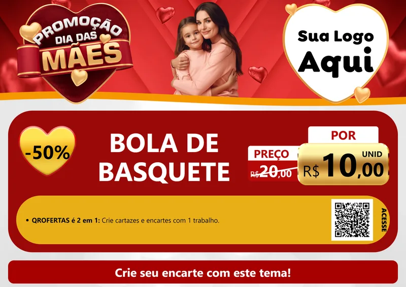 Modelo de Cartaz para Cartaz A4 Horizontal com o tema Promoção Dia das Mães para Artigos Esportivos